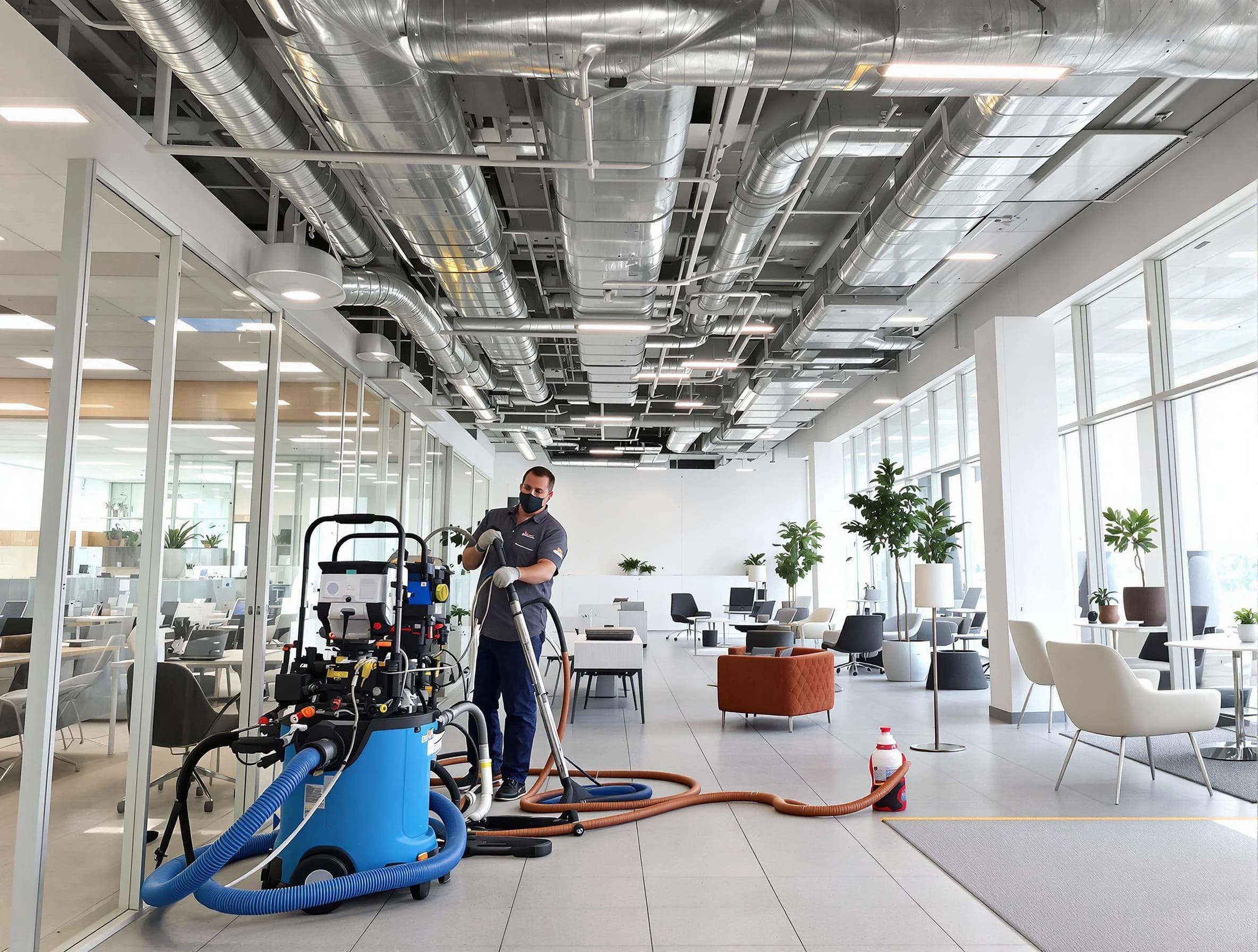 Castle Shannon Air Duct Cleaning team conducting comprehensive commercial duct cleaning at a business location in Castle Shannon