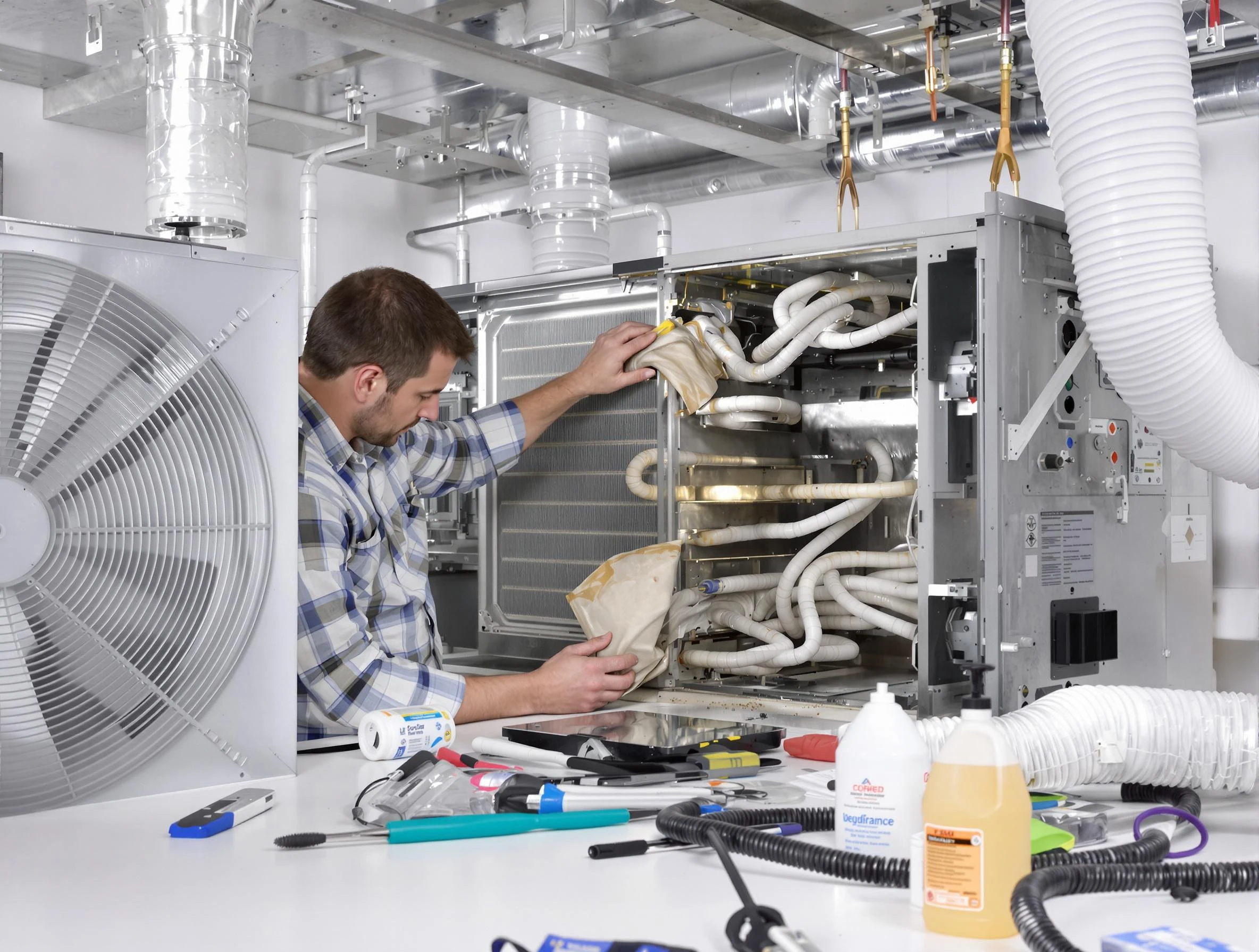 Castle Shannon Air Duct Cleaning specialist performing precision AC coil cleaning in Castle Shannon