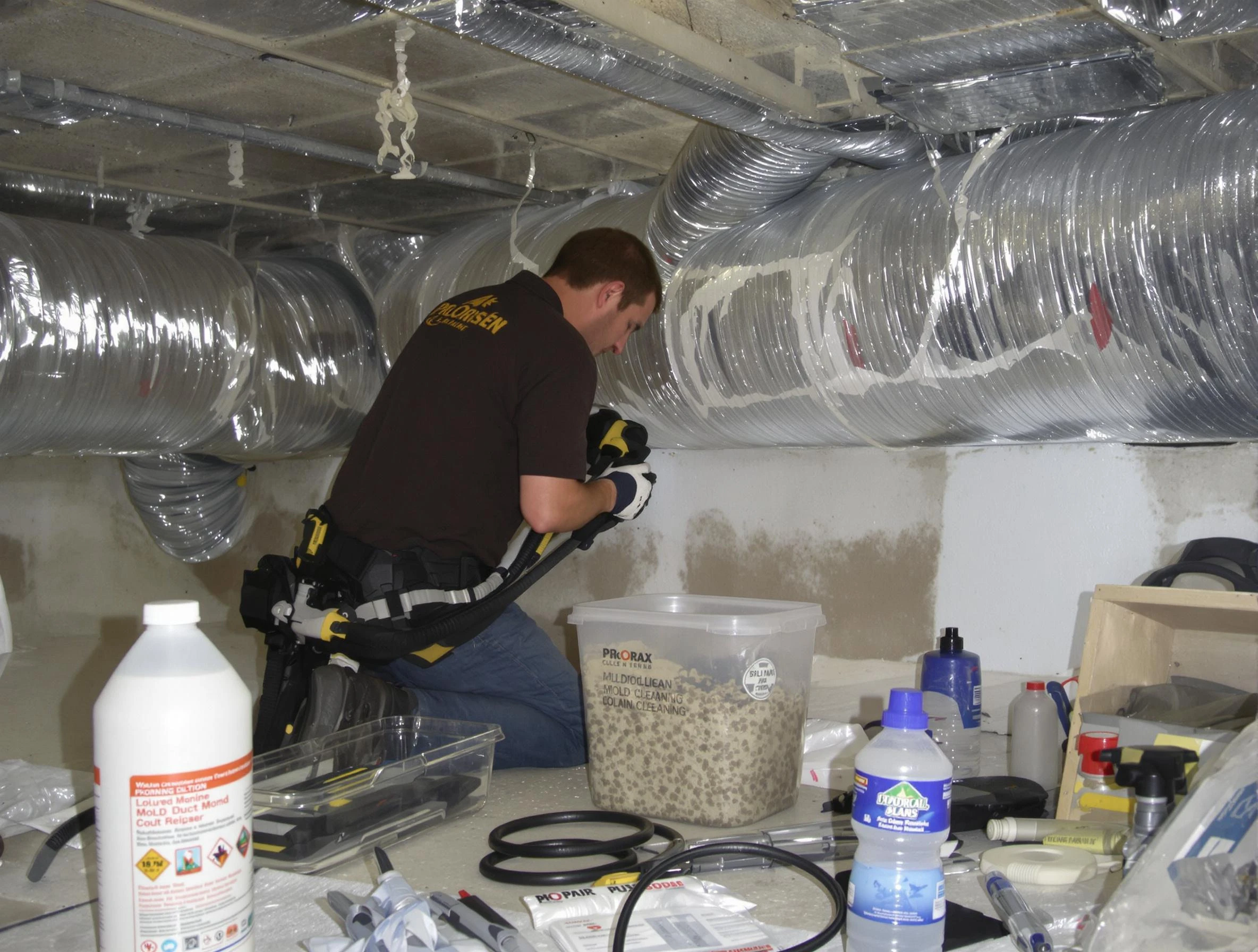 Castle Shannon Air Duct Cleaning specialist performing professional mold removal from air ducts in Castle Shannon