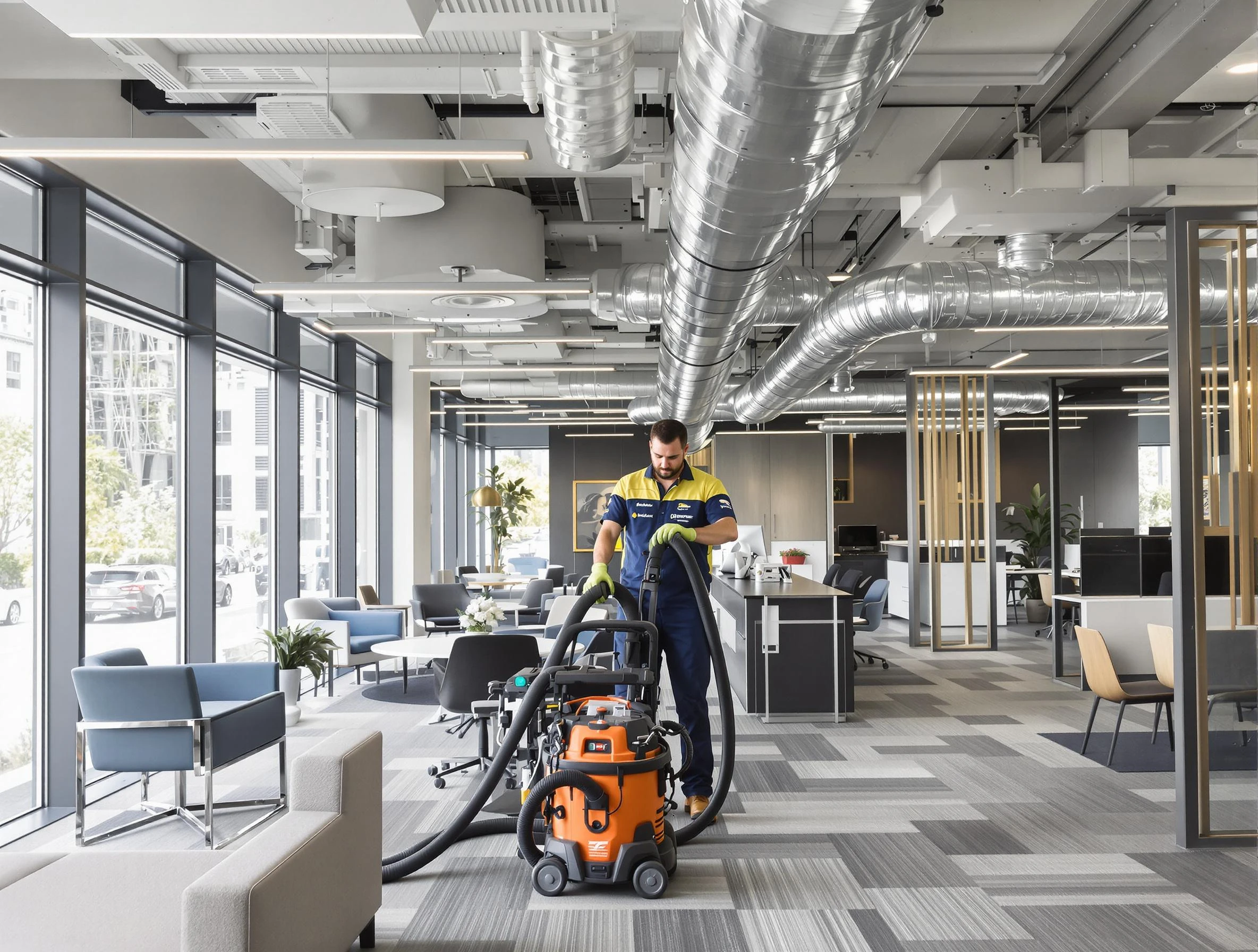 Castle Shannon Air Duct Cleaning team performing thorough commercial duct cleaning at a Castle Shannon business center